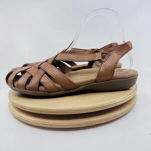 Earth Origins Berri Womens 7.5 M Brown Leather Fisherman Comfort Sandals